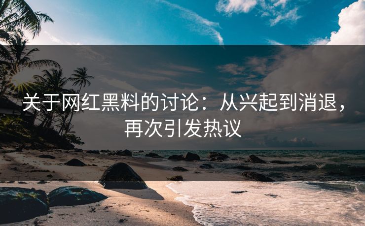 关于网红黑料的讨论：从兴起到消退，再次引发热议